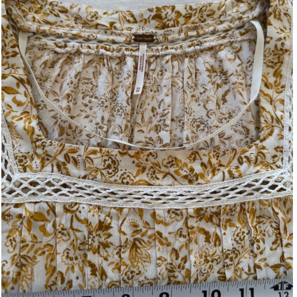 Free People Talk About It Floral Tunic Mini Dress Boho Bell Sleeve XS - Picture 5 of 7
